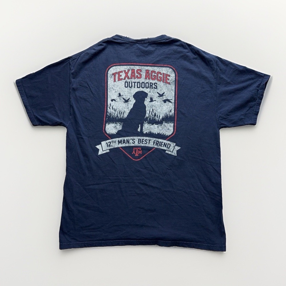 Vintage Texas A&M Aggies XL Outdoors 12th Mans Best Friend Spirit Blue T Shirt